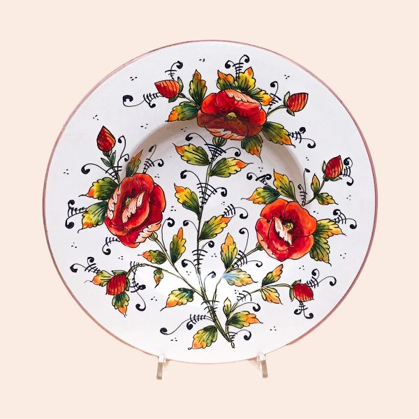SET OF SOUP-PASTA PLATES OF CM.27 DIAMETER, PAPAVERO CENTRALE